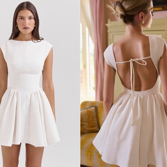 HOUSE OF CB 'Enchant' White Open Back Mini Dress NWOT - Picture 1 of 7